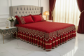 Red Bed Skirt Velvet Curtains
